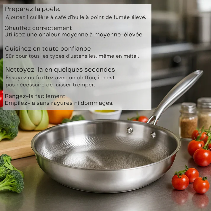 TitaniumX® – Poêle antiadhésive en titane pur sans revêtement ni produits chimiques