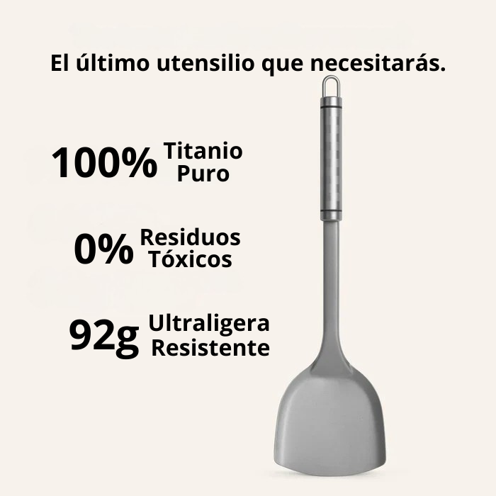 Sartén martillada de titanio + utensilio