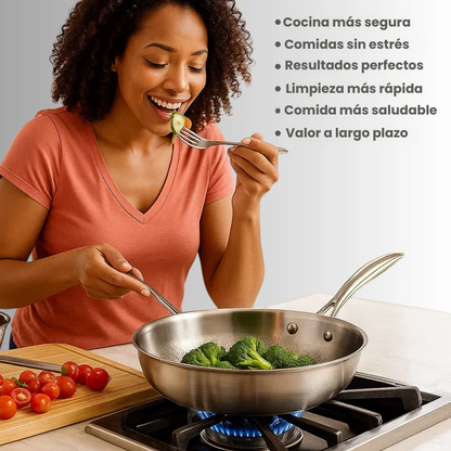 TitanioX® – Sartén de Titanio Puro Antiadherente sin Recubrimientos ni Químicos