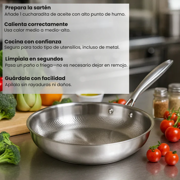 TitanioX® – Sartén de Titanio Puro Antiadherente sin Recubrimientos ni Químicos