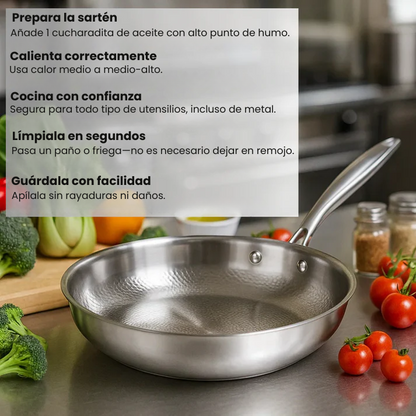 TitanioX® – Sartén de Titanio Puro Antiadherente sin Recubrimientos ni Químicos