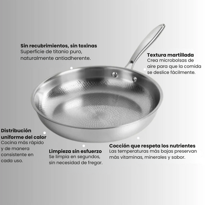 TitanioX® – Sartén de Titanio Puro Antiadherente sin Recubrimientos ni Químicos