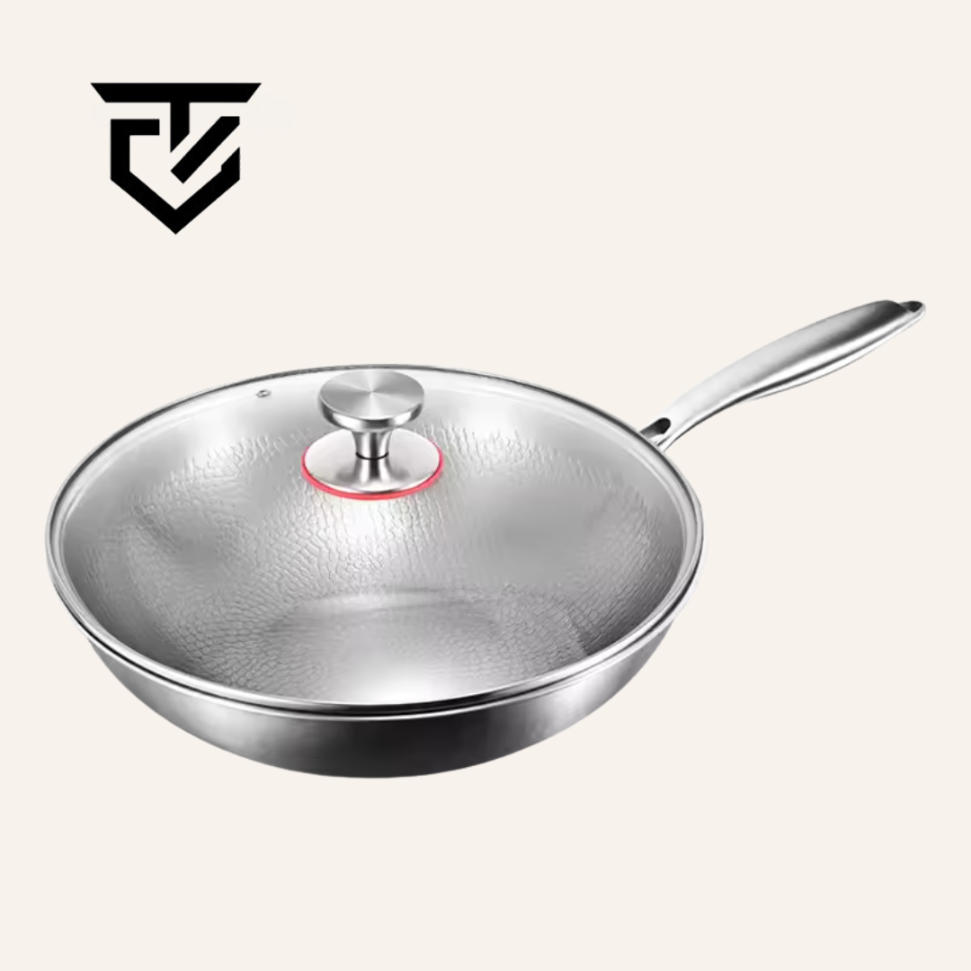 Sartén wok de titanio con fondo plano