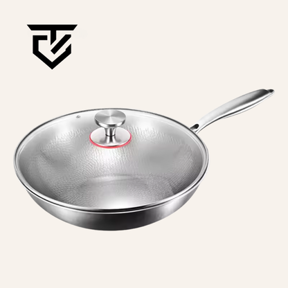 Sartén wok de titanio con fondo plano