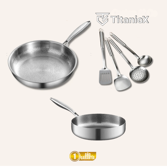 Juego de cocina para el día a día: 2 sartenes + juego de utensilios